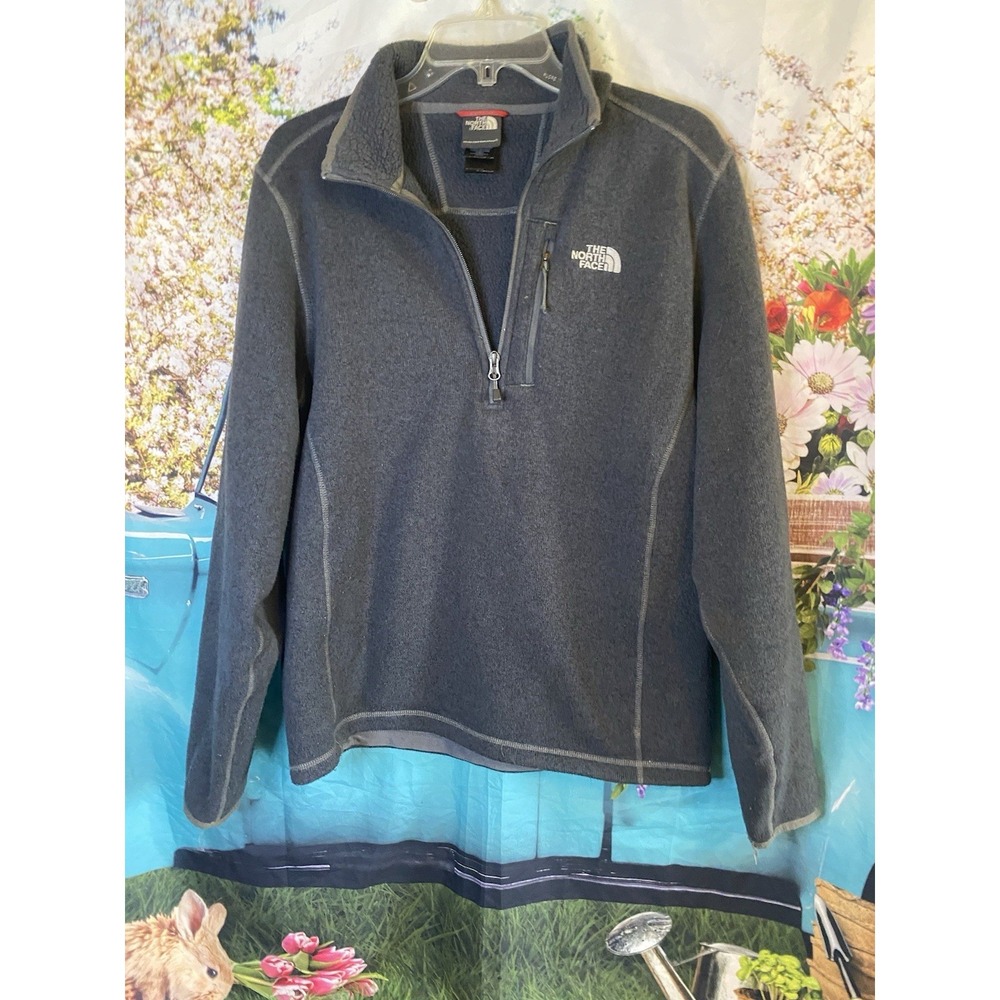 The North Face Quarter Zip Fleece Pullover Mens M Gray Sweater Knit Jacket